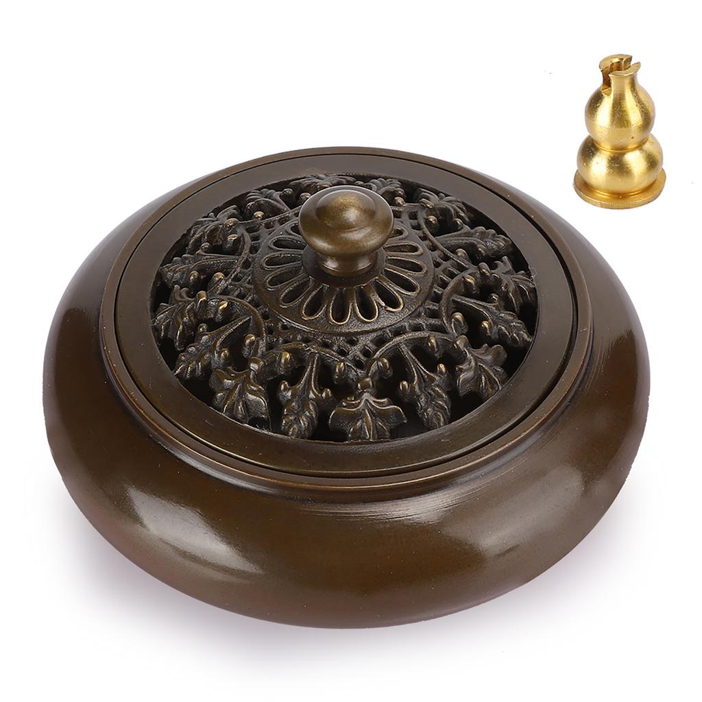 Household Copper Incense Burner Indoor Incense Burner Holders Craft Decoration (3.5 Inches)