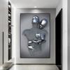 3D Love Heart Grey Metal Figure Statue Posters and Prints Modern Canvas Painting Wall Art Pictures for Living Room Home Decor