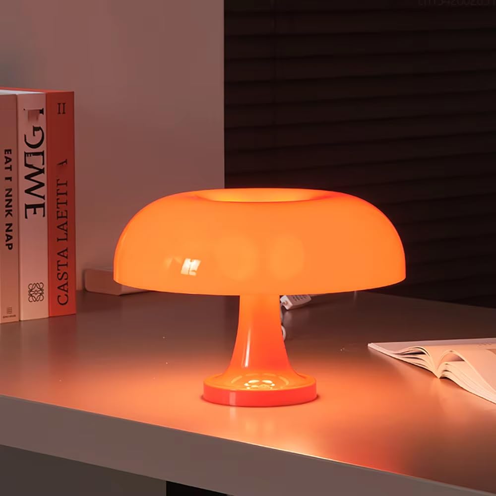 Zmart Klassische Pilz-Tischlampe, Moderne Bauhaus-Kunst-Tischlampe, Schlafzimmer-Nachttischlampe, Dänischer Designer Orangefarbene Dekorierte Tischlampe, Vintage Retro Lig