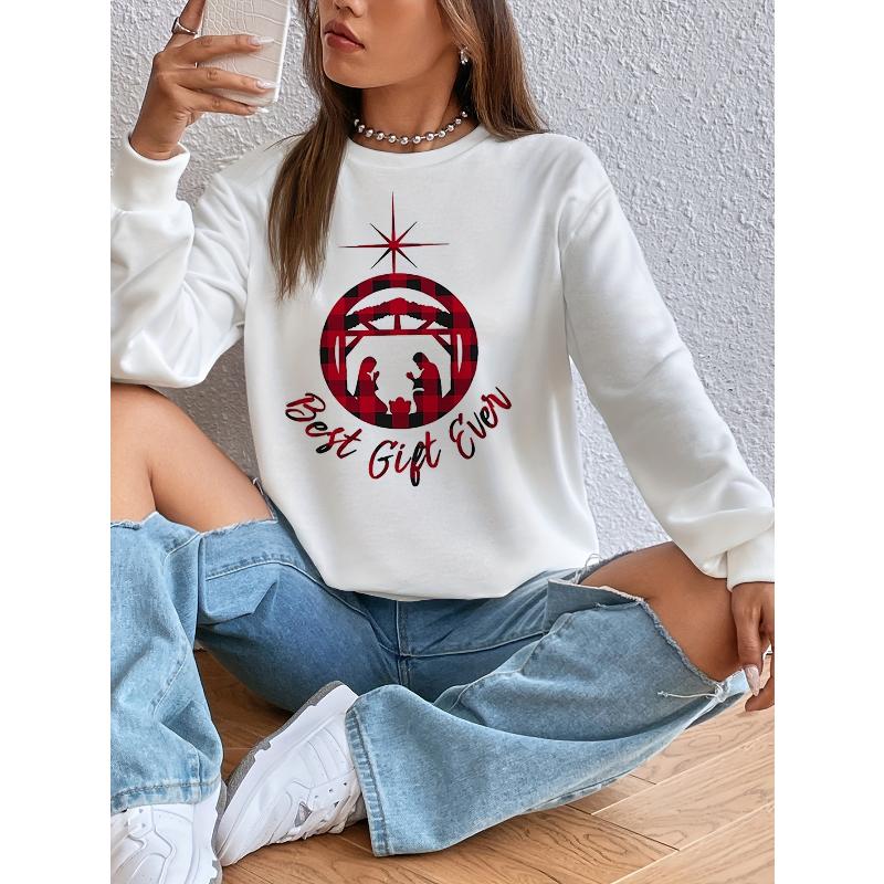 Women s Crew Neck Sweatshirt, Soft Breathable & Ideal for Daily Casual XXL чёрный