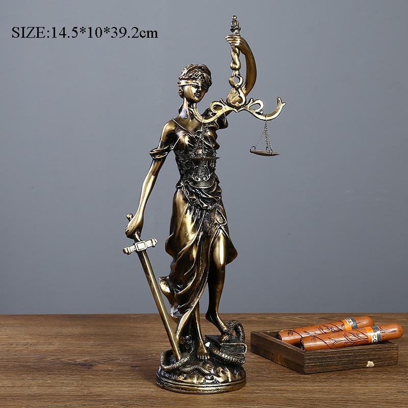 Statua di Personaggio Retro Europea Scultura Mitologia Greca Themis Dea della Giustizia Statuetta Zeus Decorazione Scrivania Ufficio Casa