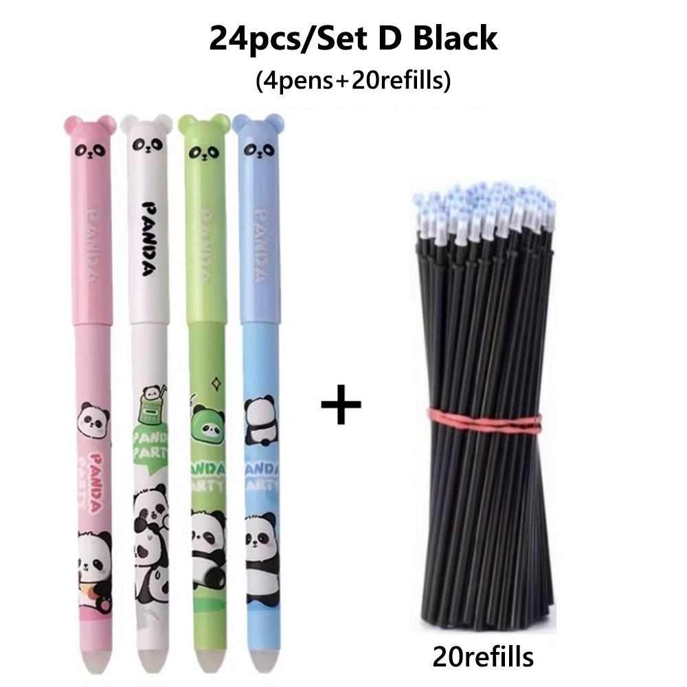 24PCS/Set 0.5mm Erasable Pen Black/Blue Ink Sign Pen Cartoon Ballpoint Pen  Students
