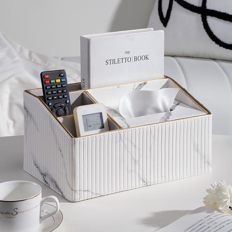 Morona Leather Tissue Box and Remote Organizer