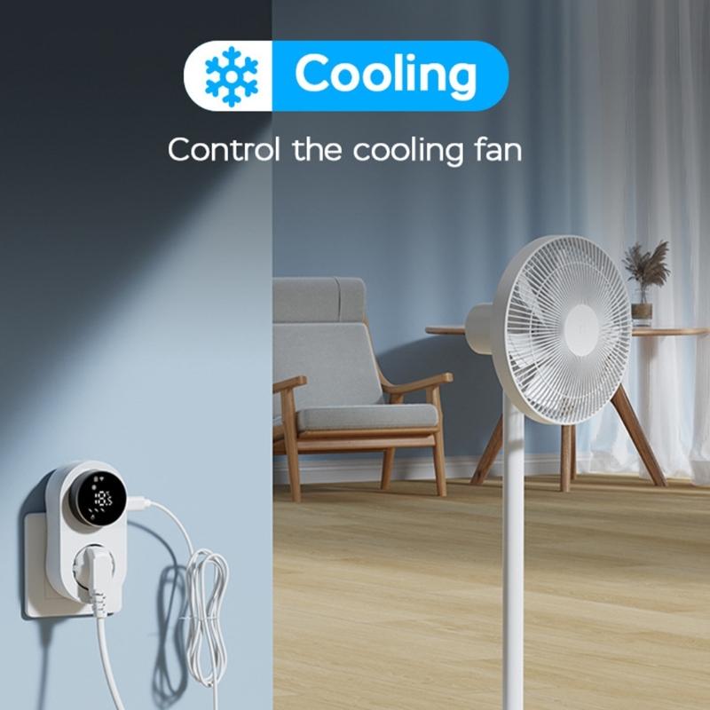 Thermostat, Programmable WiFi Smart thermostat socket, 1800W Digital Display, Rotary APP Controlled Temperature Control Socket
