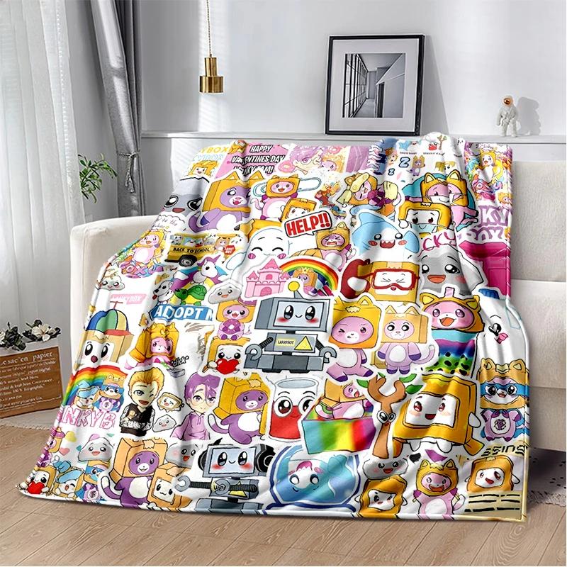 New Style Lankybox Boxy Foxy Rocky Cartoon Blanket,Soft Throw Blanket for Home Bedroom Bed Sofa Travel Picnic Cover Kid