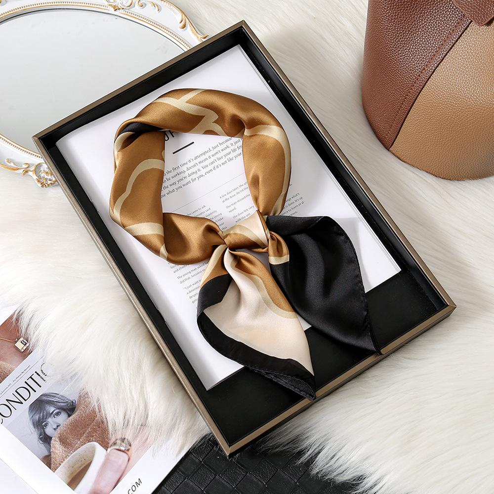 Camellia Flower Simple Silk Scarf Female Shanghai Story Thin Mom High-End Small Square Scarf Scarf