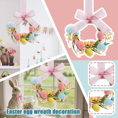 Miniature Easter Wreath, Suitable For Kitchen Cabinets, Miniature Spring Artificial Easter Egg Wreath.