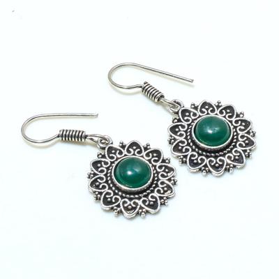 Natural Green Onyx Gemstone Handmade Earring Jewelry 925 Silver Earring Jewelry Size 1.98 Inches