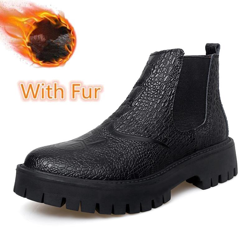 New Thick Bottom Chelsea Boots for Men Fashion Brand Ankle Boots Comfortable Genuine Leather Man Motorcycle Boots High Top Shoes