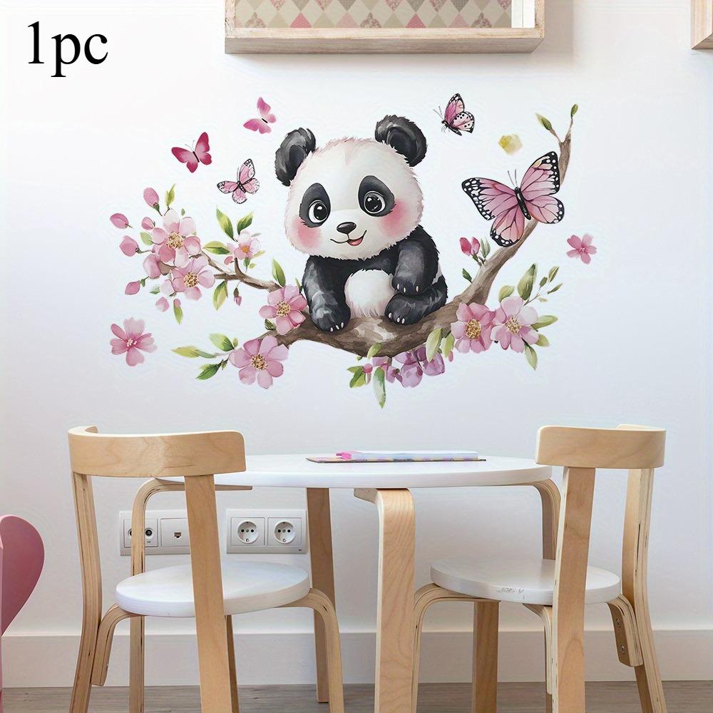 1 шт. Наклейка на стену «Панда и цветущая вишня» ПВХ Самоклеящаяся наклейка на стену Декорация для спальни Гостиной Наклейка на стену