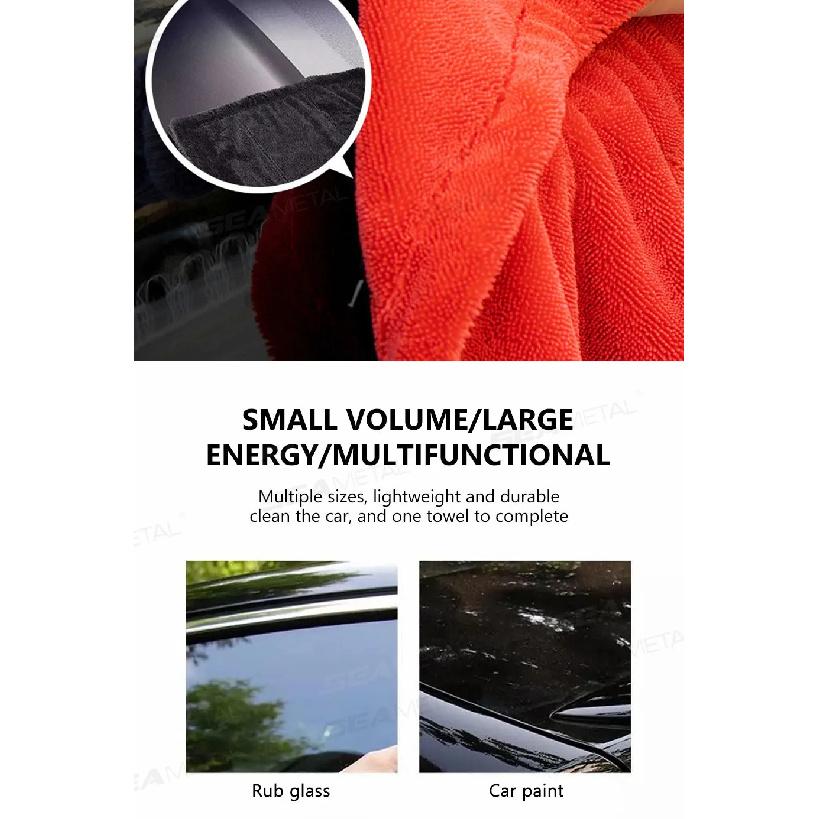 SEAMETAL 1200GSM Car Cleaning Towel Heavy Duty Thicken High-Absorbent Drying Cloth Ultra-Soft Scratch Free Car Detailing Towel