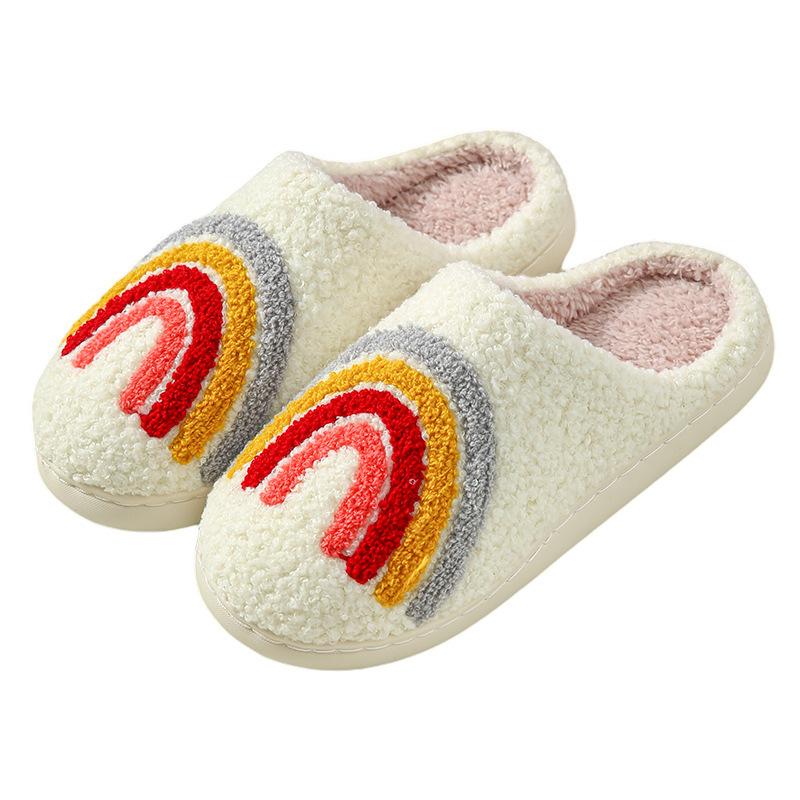 Pattern fruit cotton slippers couple autumn and winter 2025 new indoor home thick-soled warm and non-slip family shoes