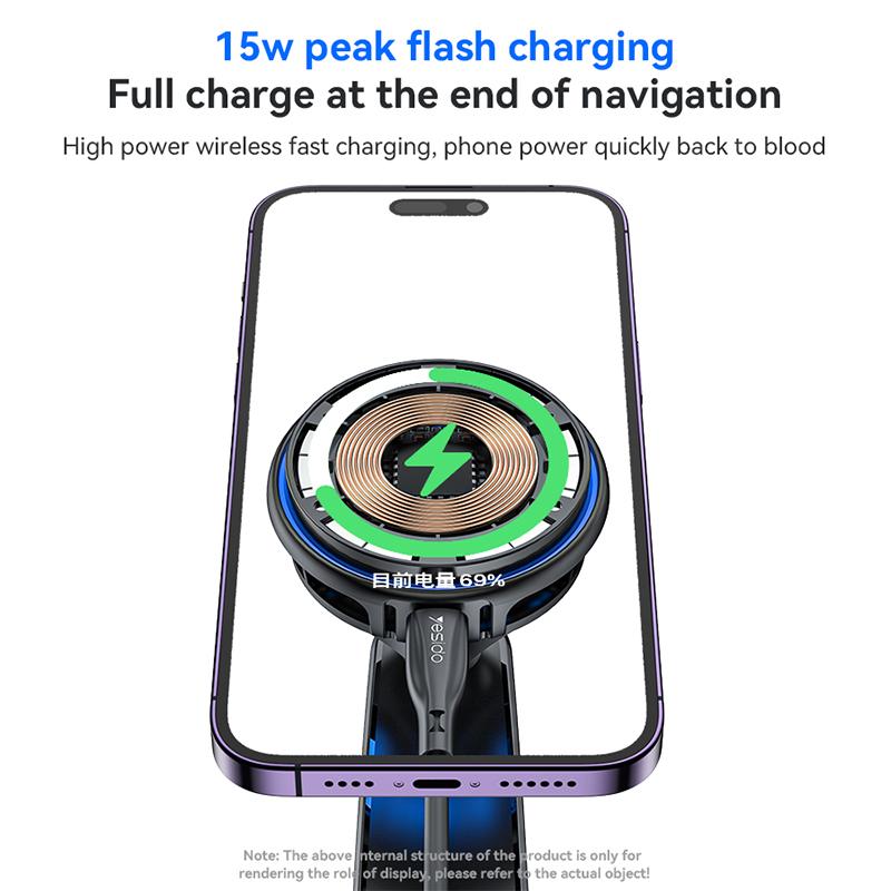 

YESIDO C311 Semiconductor Cooling Magnetic Wireless Charger Car Dashboard Phone Charging Bracket Type A