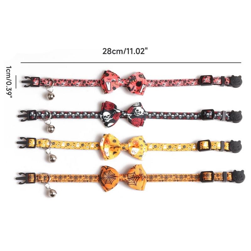 Halloween Collar for Cat Pet Breakaway Collar Suit for Dog Neck Decors Elegant Cat Collar with Castle Cobweb Rose Skull