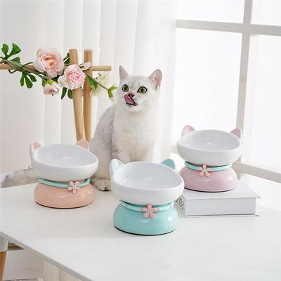 AS60-Cat Bowl Tilted Elevated Kitten Pet Bowls For Small Dogs Raised Cats Water Food Bowls Feeding Bowl Feeder