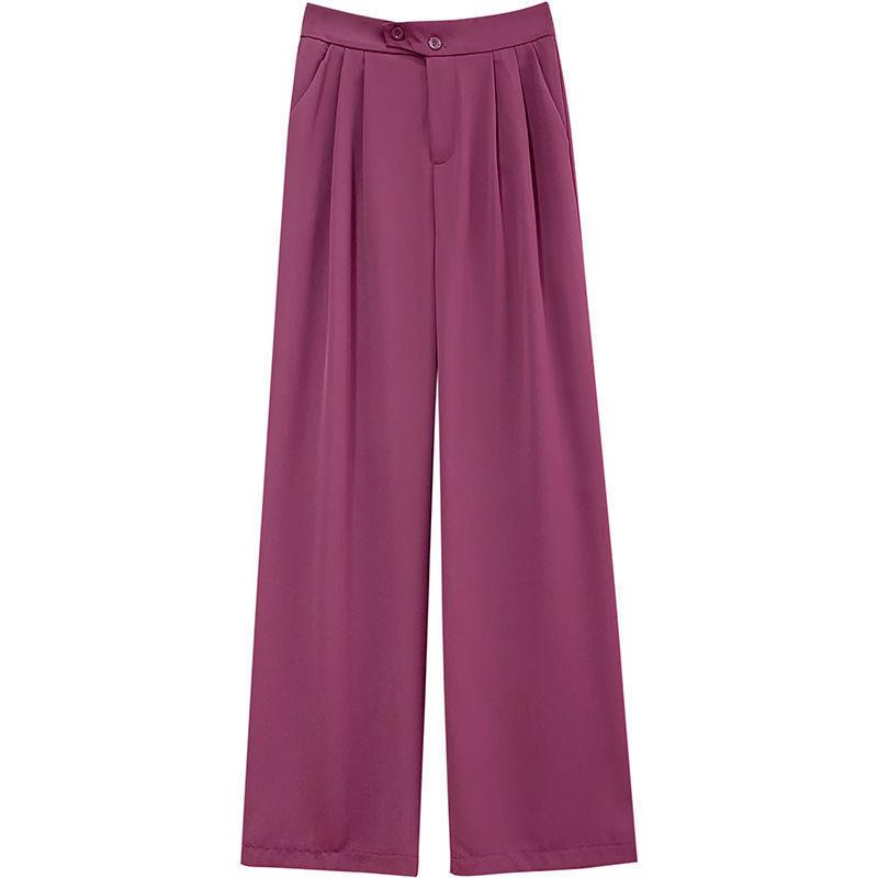 2024 Women's High Waist Wide-Leg Suit Pants - Chic & Slim Fit with Elastic Waist