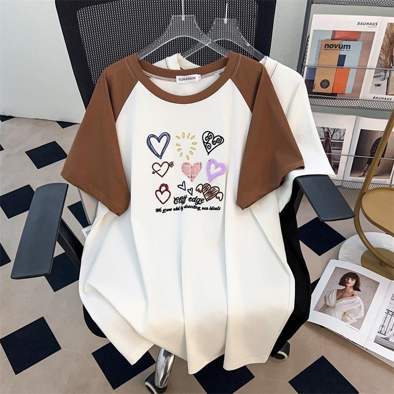 

Plus Size Loose Mid-Length Short-Sleeve Round Neck T-Shirt for Women (200/300/350 Jin) 6XL білий