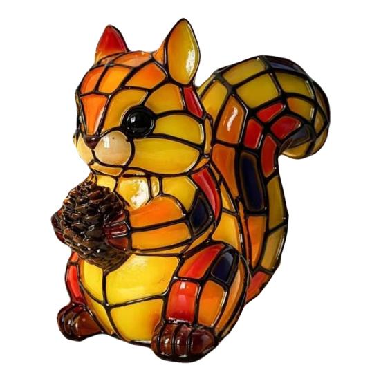 Yousheng Animal Table Lamp, Colored Glass Chicken Squirrel Monkey Mouse Horse Cattle Night Light, Warm Light Bedside Lamp for Bedroom Living Room