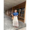 2025 Summer French Socialite Mesh Midi Skirt - Fashionable See-Through Design for Women