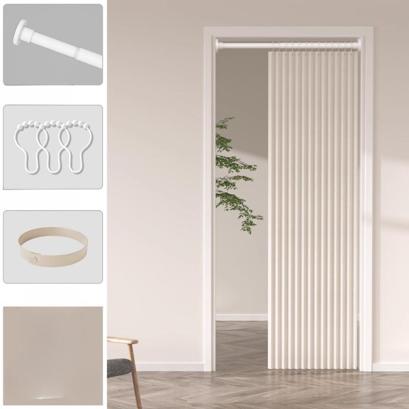 Door Curtain Pleated Door Curtain Folding Door Curtains Accordion for Bedroom Curtain Partitions, Wardrobes, Shoe Cabinets Etc