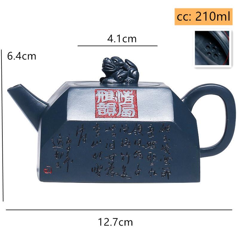 

210ml Yixing High-end Tea Pot Famous Handmade Purple Clay Teapot Raw Ore Azure Mud Kettle Chinese Tea Ceremony Collectible Gifts