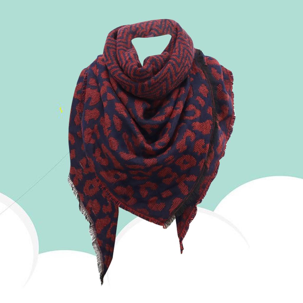 Ladies Leopard Print Imitation Cashmere Shawl Long Scarf 140x140x190cm