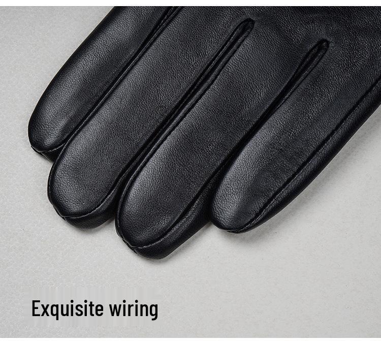 Herren Warm Touchscreen Echtlederhandschuhe für Herbst/Winter – Plus Samt, Dick, Winddicht, Ideal zum Autofahren, Reiten & für Outdoor-Aktivitäten.