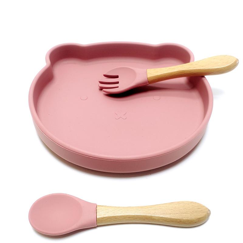 Non-Toxic Children'S Silicone Suction Cup Dinner Plate Bear Complementary Food Dinner Plate Food Grade Baby Learn To Eat Training Tablewar
