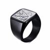 Mens Stamp Ring,Black Stainless Steel Letter Ring Chunky Ring,Rock Punk Jewelry Gift for Him