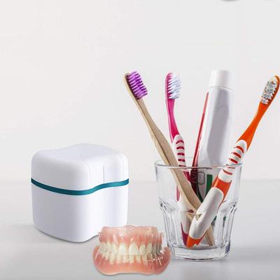 Denture Storage Box for Travel Bathroom Leak-Proof Denture Holder Retainer Case Dental Care Container for Mouthguard Cleaning
