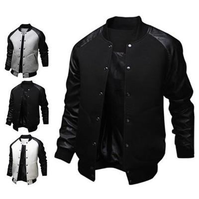 Perchero para Abrigos de Hombre Cuello Alto Colores Contrastantes Bolsillos Grandes Patchwork Informal Chaqueta de Béisbol para Uso Diario
