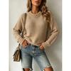 Womens Loose Knit Sweater Pullover Round Neck Solid Color Long Sleeve Casual Top Winter