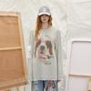 UNIFREE Cute Animal Print Lace Trim T-Shirt
