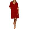 Sequined V-neck Short-sleeved Dress - Summer New Style, Loose Fit, Large Size, Mid-length, Party Black Dress