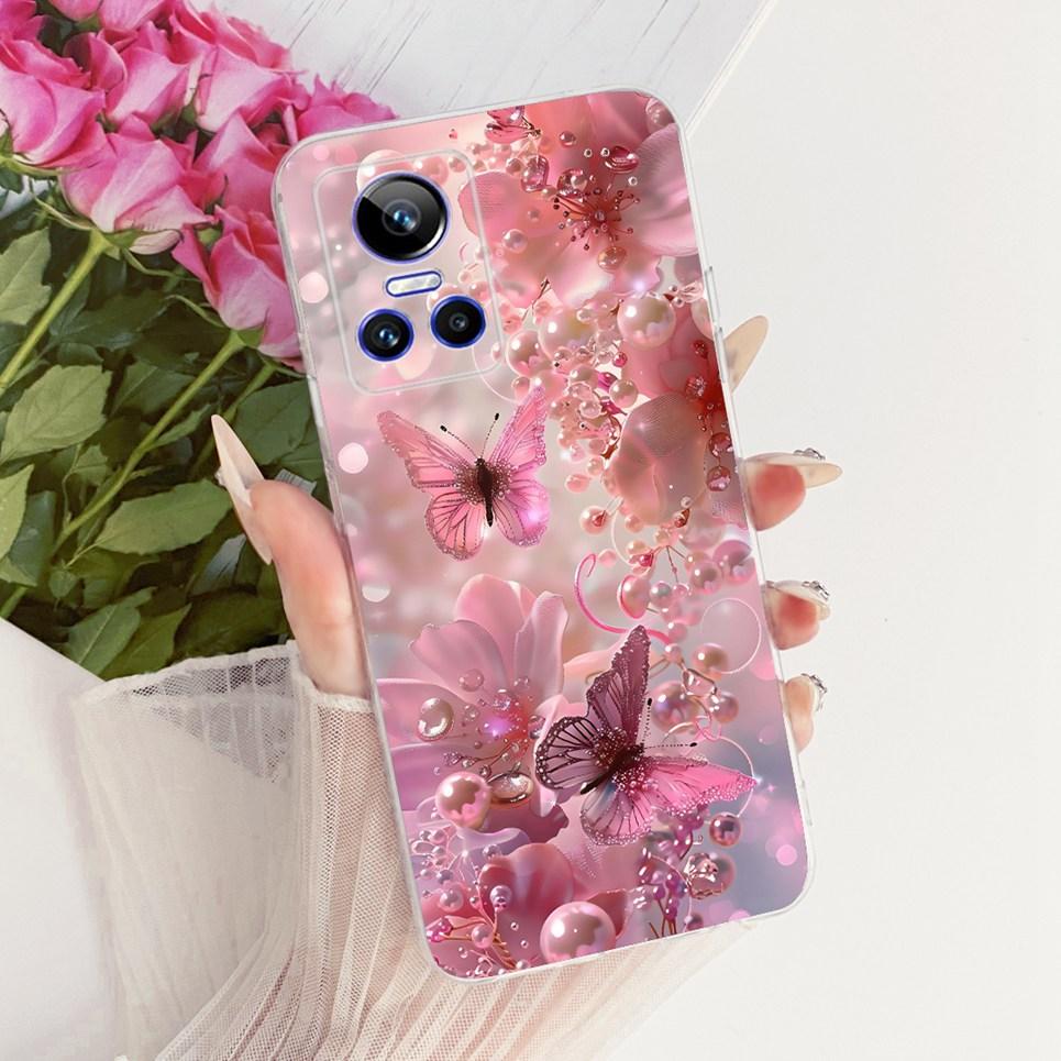 

Luxury Flower Butterfly Bow Pattern Casing For Realme GT Neo 3 150W Neo 5 240E GT3 Back Cover Clear Soft Silicone Phone Case Realme GT3
