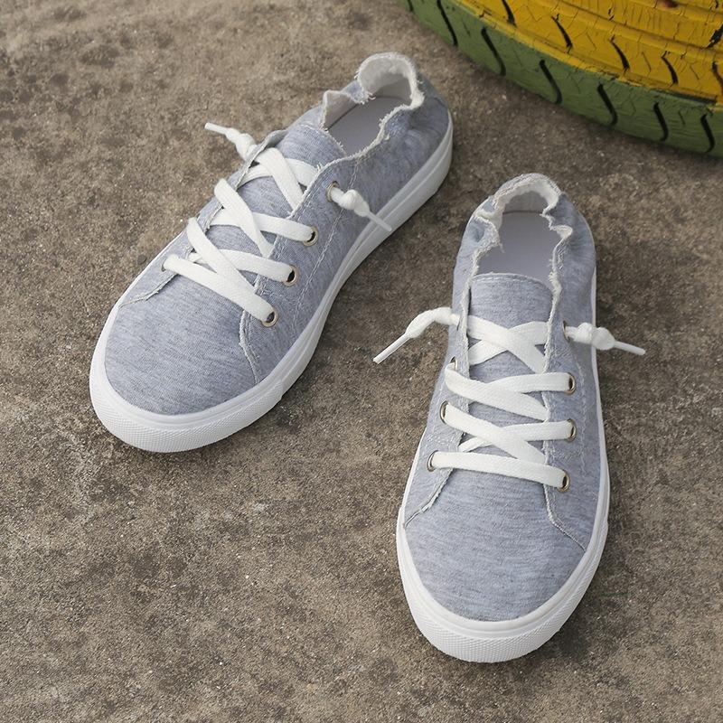 Spring and Autumn New Casual Elastic Women's Single Shoes One Pedal Lazy Fashion Comfortable Canvas Shoes Women