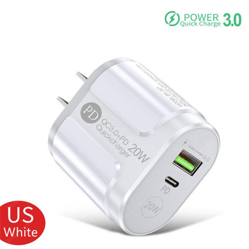 2 Ports USB Charger Quick Charge 3.0 PD 20W Type C Phone Charger Fast Charging Adapter For iPhone 13 12Pro Huawei Xiaomi Samsung