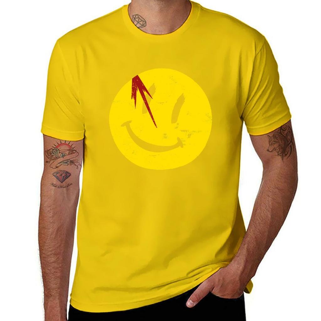Watchmen Symbol Smile Vintage T-Shirt Summer Tops Sports Fans Mens T Shirts