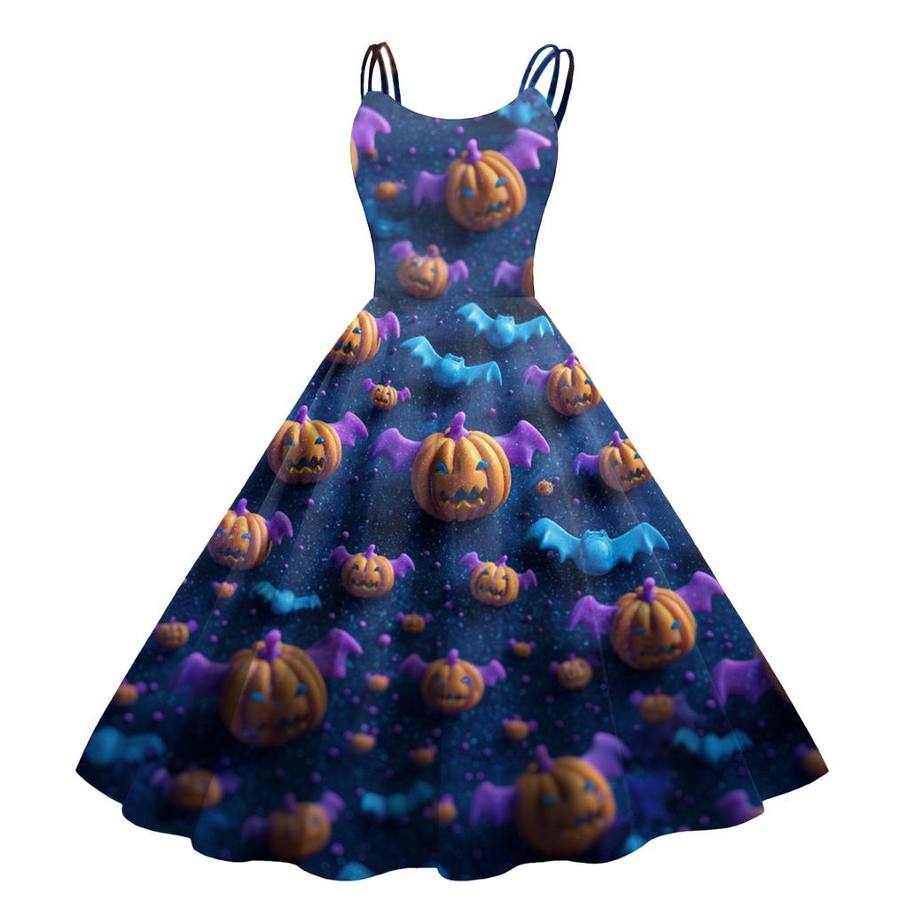 Dámské sexy šaty s potiskem Halloweenu, odhalující ramena, punkový vintage styl