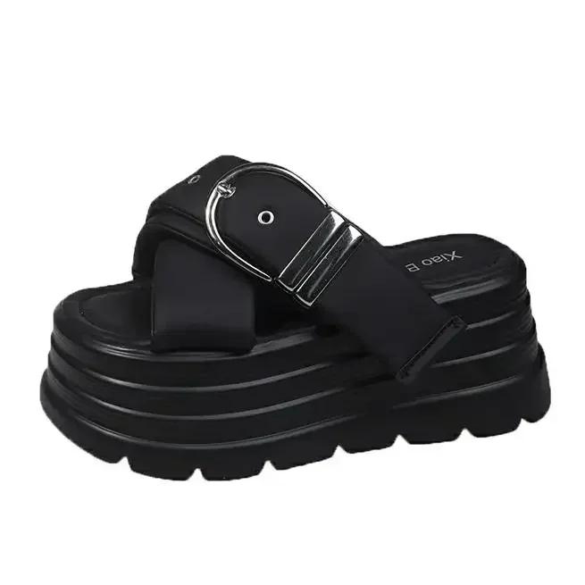 Fashion 8CM Fashion Women Shoes Buckle Wedge Sandals Women Outdoor Casual Platform Slippers New Woman Non-Slip Versatile Sandalias Mujer