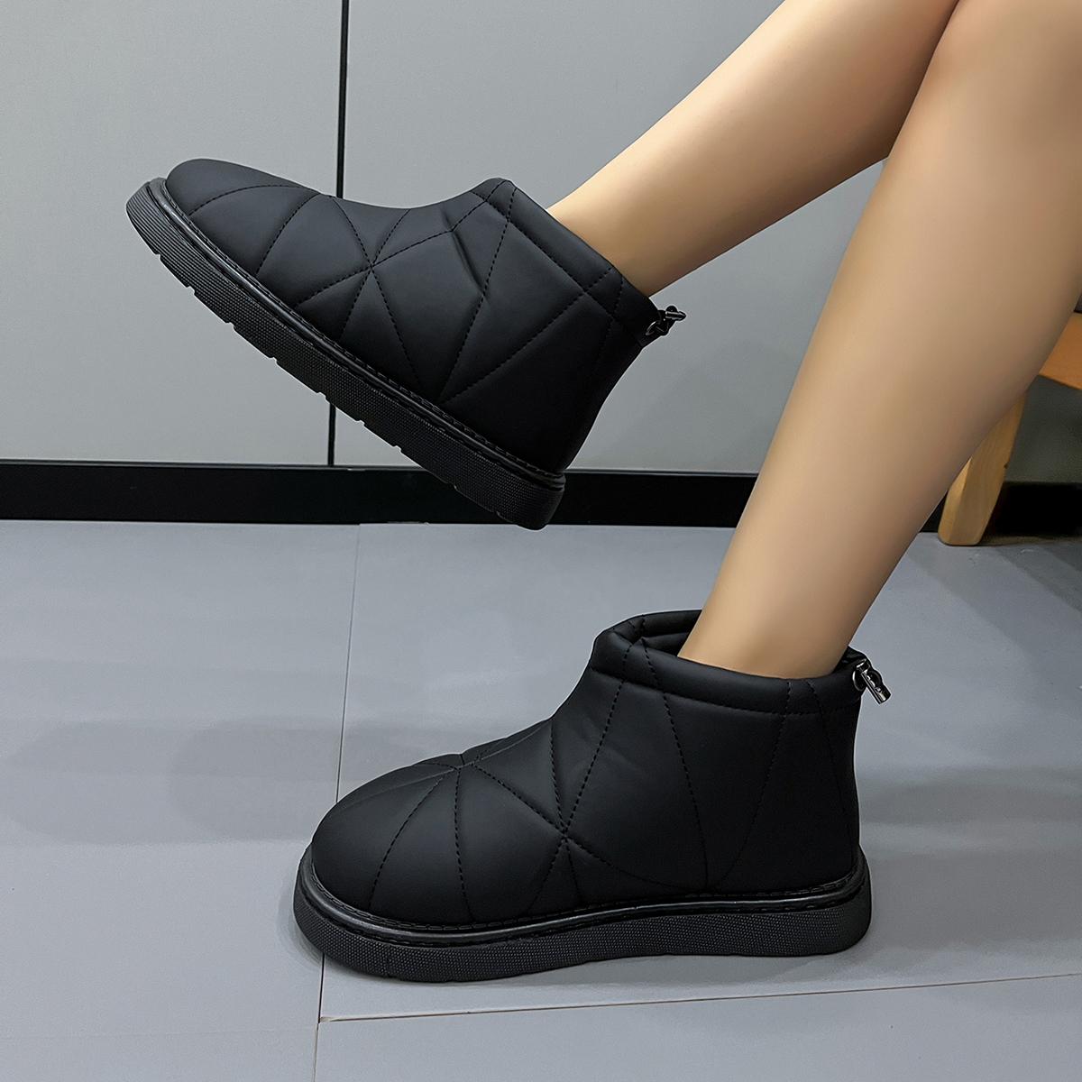 

Модные женские ботинки 2024 года с круглым носком, платформой и плоским дном для тепла и толстого снега, ботильоны, универсальные для повседневной носки на открытом воздухе 36 чёрный