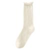 1 Pair White Color Simplicity Calf Sock for Girls Summer Thin Hollow Korean Fashion Pile Loose Sock Soft Cotton Fashion Sock
