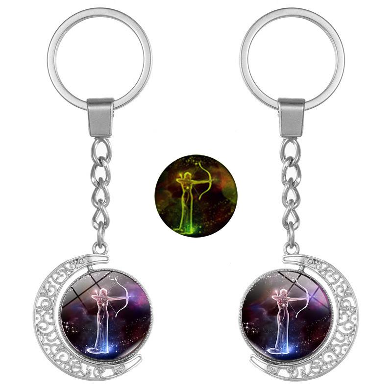Double-Sided Luminous Zodiac Keychain Pendant for Backpacks – Couple Gift Accessory