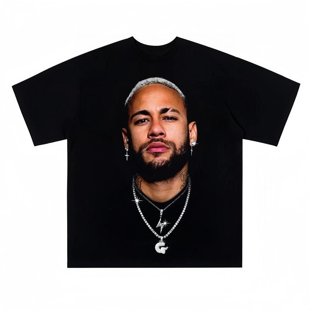 Neymar Fußball Sport Baumwolle Kurzarm T-Shirt Beide Geschlechter Modetrend 3D-gedrucktes Sportoberteil Neymar Fan Kurzarm-Oberteil