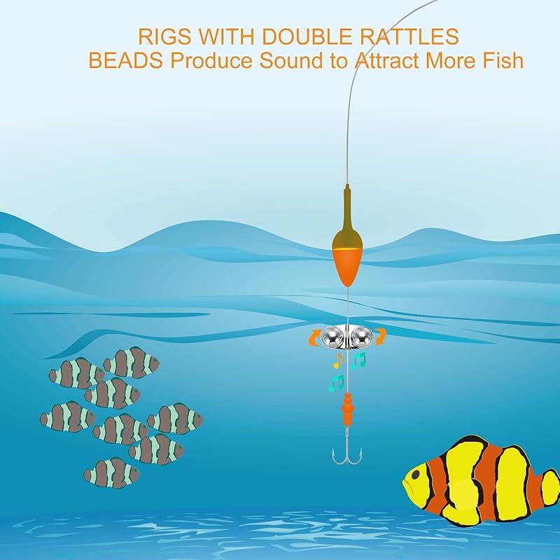 PATIKIL 1.2" Double Rattle Beads, 20 Pieces Catfish Rattle Plastic Shell, Built-in Ringing Beads Chunky Rig Catfish Plastic Fishing Beads Fishing