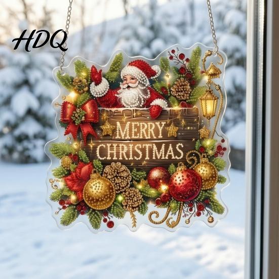 Durable Acrylic Holiday Keepsakes Christmas Hanging Pendant with Chain Lightweight Winter Wall Decor Double-sided Themed Pendants Ornament for Home
