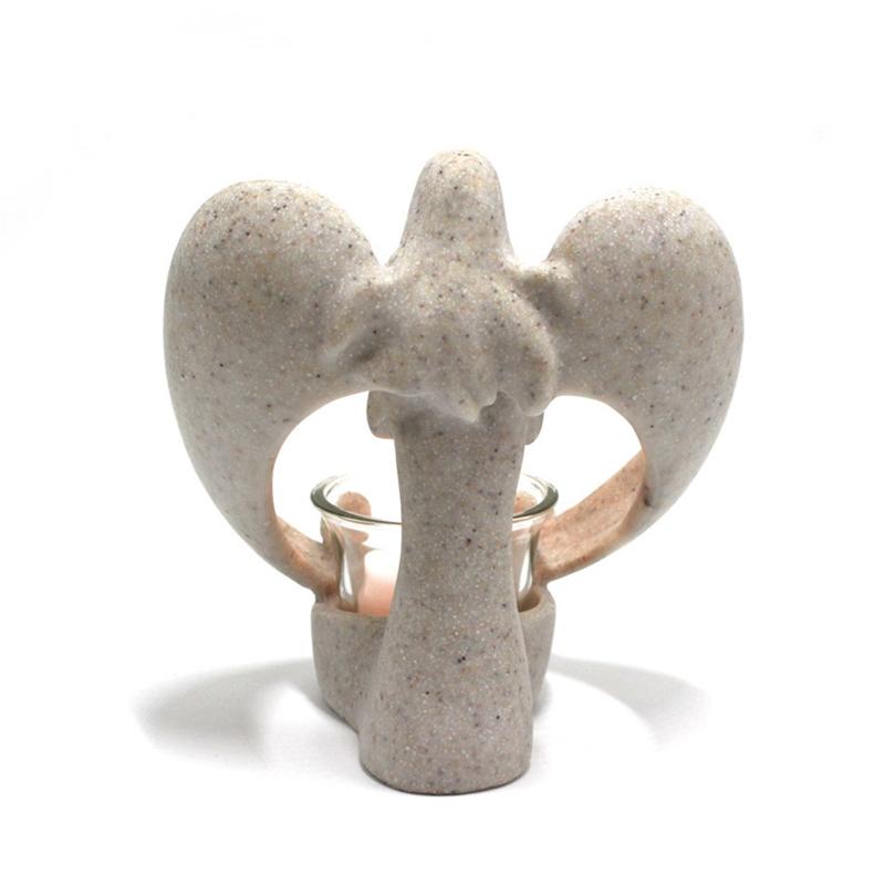 Resin Angel Candle Holder With Glass Cup Imitation Stone Craft For Church Decoration And Elegant Home Interior Accessories