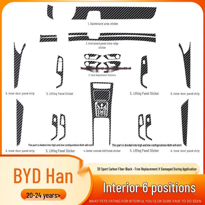 BYD Han 20-25 EV Interior Film: Central Control Sticker & Intelligent Driving Protection Decoration