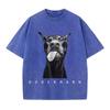 Womans Cotton Washed TShirts Fashion Creativity Doberman Printing Short Sleeve ONeck Loose Distressed Street Female Clothes