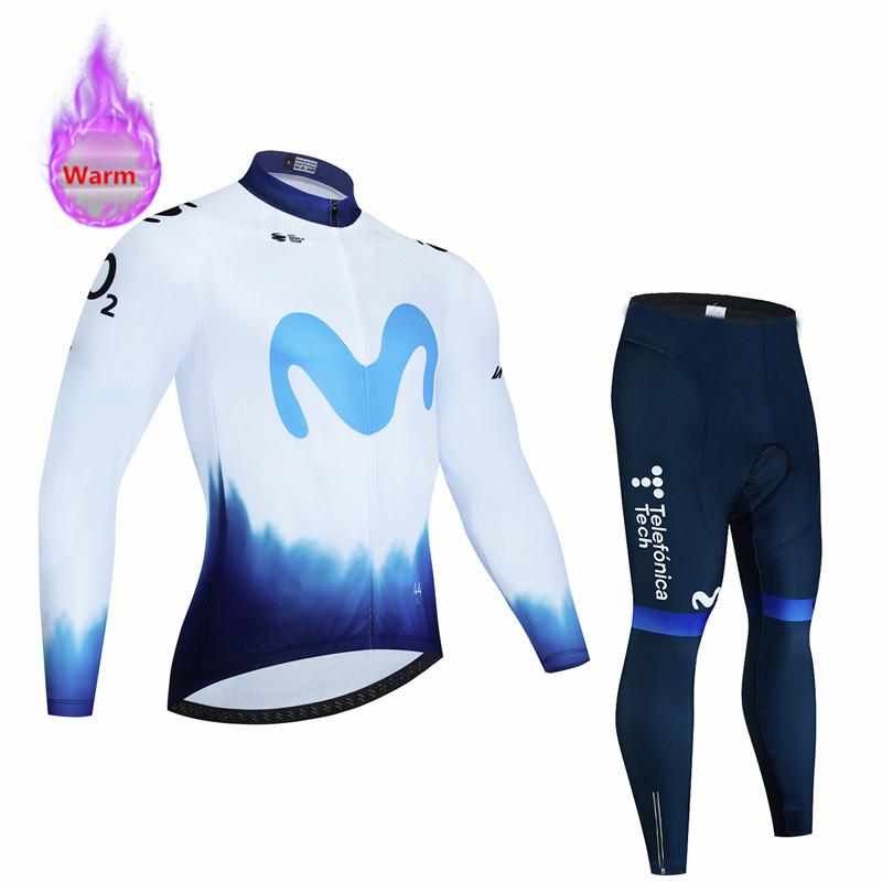 2026 Movistar Zimní teplý termo fleecový set Cyklistické oblečení Cyklistický dres Sportovní Španělsko MTB Cyklistické oblečení Maillot Ciclismo Hombre